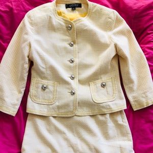 Kasper Yellow Checkered Skirt Suite
